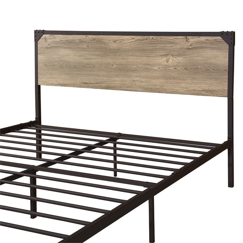 Furniture of America Budenholz Metal Queen Platform Bed in Gray