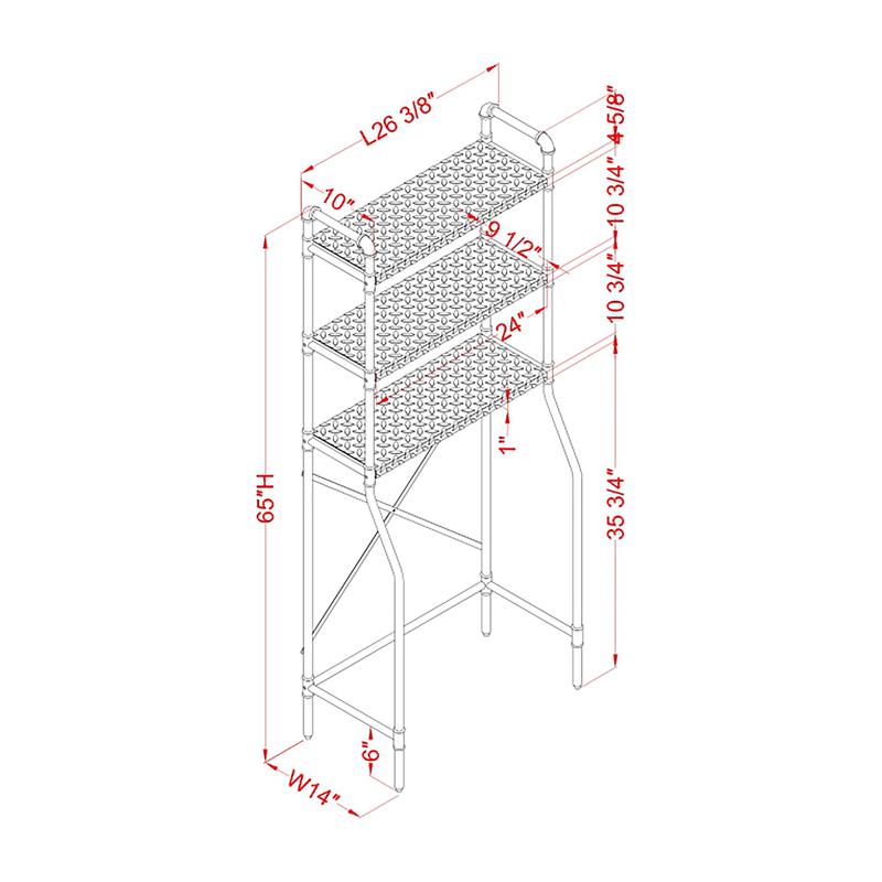 Furniture of America Fesh Metal Over the Toilet Shelf Organizer in Sand Black