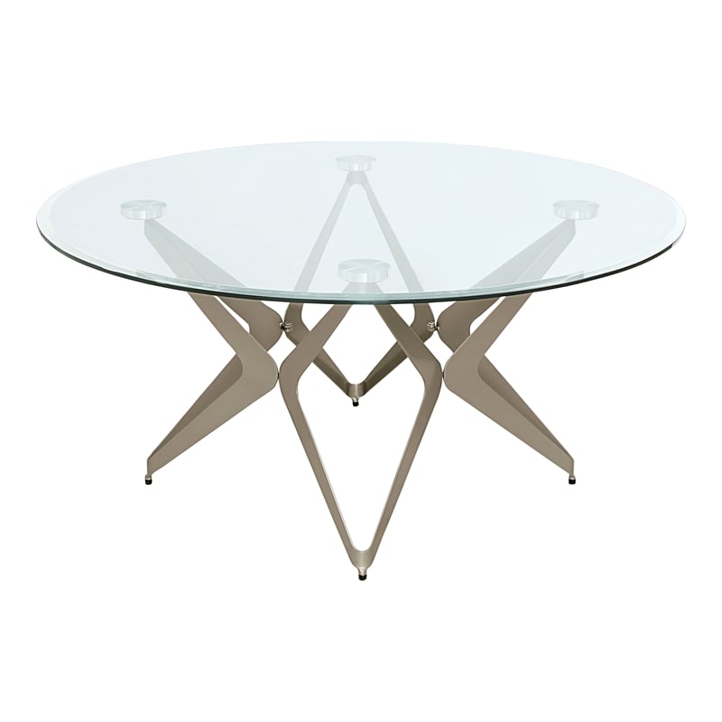 Furniture of America Staneri Glass Top Coffee Table in Gold Champagne