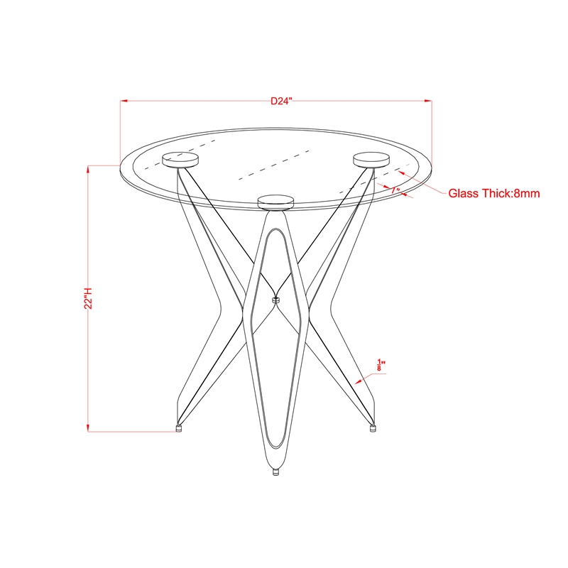 Furniture of America Staneri Contemporary Glass Top End Table in Champagne Gold