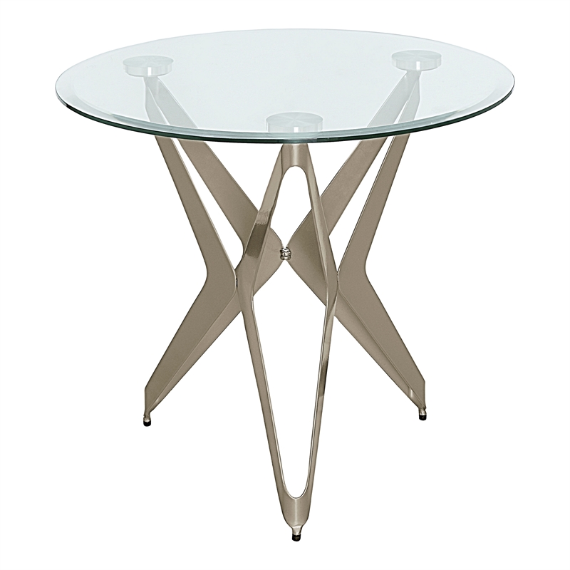 Furniture of America Staneri Contemporary Glass Top End Table in Champagne Gold