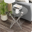 Furniture of America Staneri Contemporary Glass Top End Table in Champagne Gold