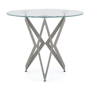 Furniture of America Staneri Contemporary Glass Top End Table in Champagne Gold