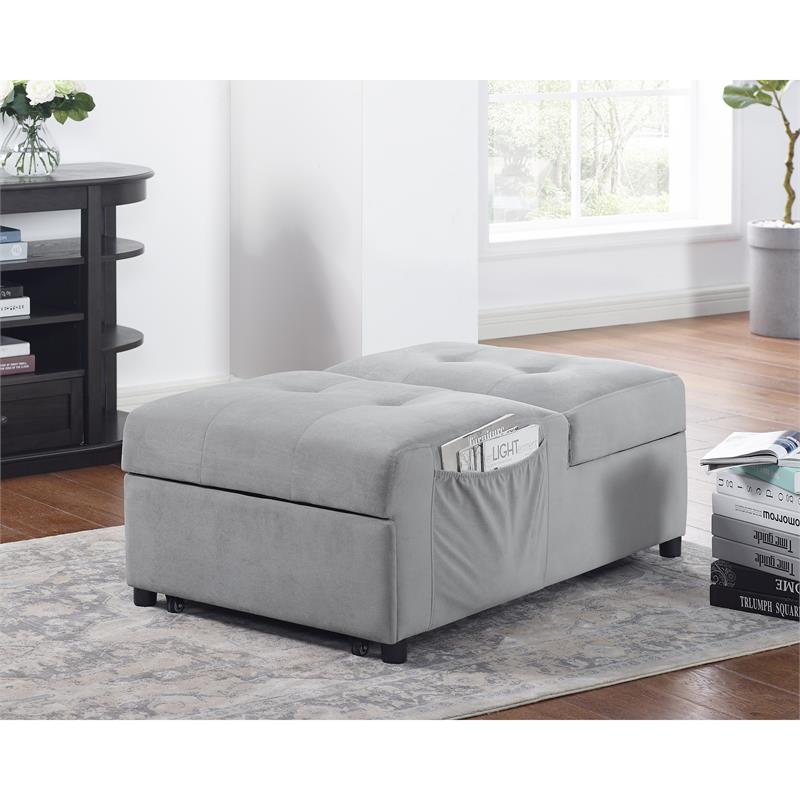 Furniture of America Macron Contemporary Fabric Futon chair with Pillow in Gray