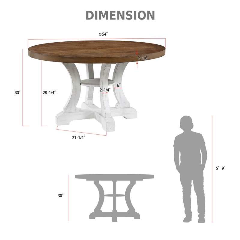 Furniture of America Muschamp Wood Dining Table in Antique White and Dark Oak