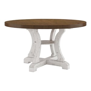 Furniture of America Muschamp Wood Dining Table in Antique White and Dark Oak