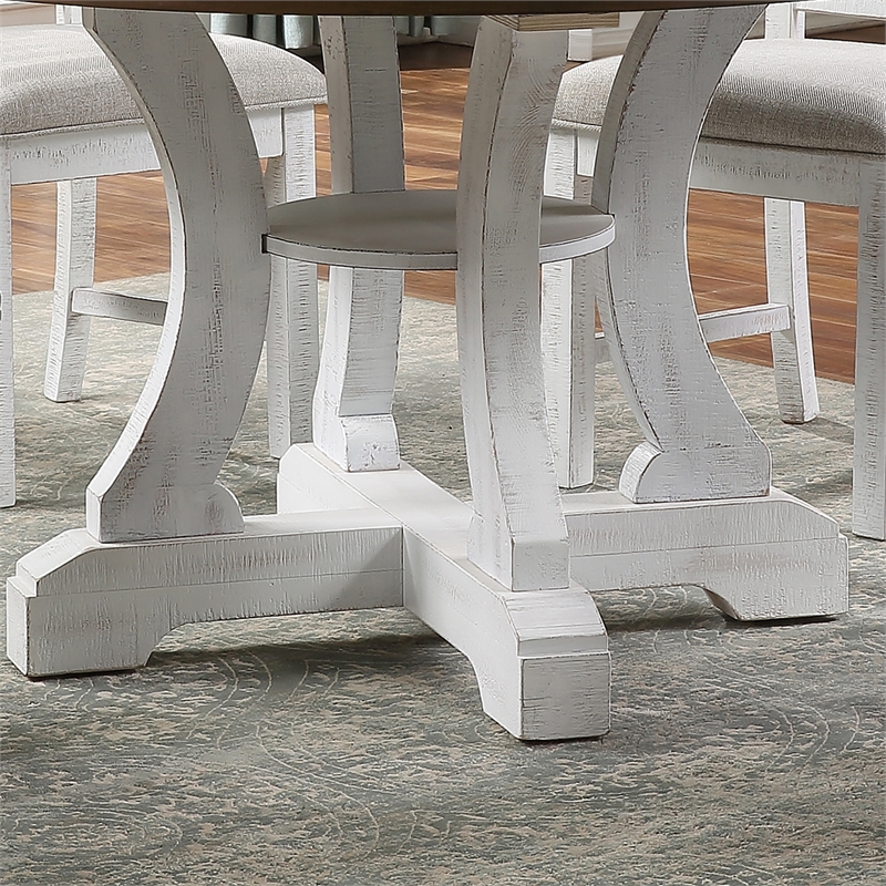 Furniture of America Muschamp Wood Dining Table in Antique White and Dark Oak