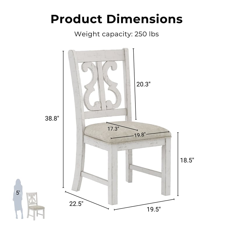 Furniture of America Muschamp Wood Dining Chair in Antique White (Set of 2)