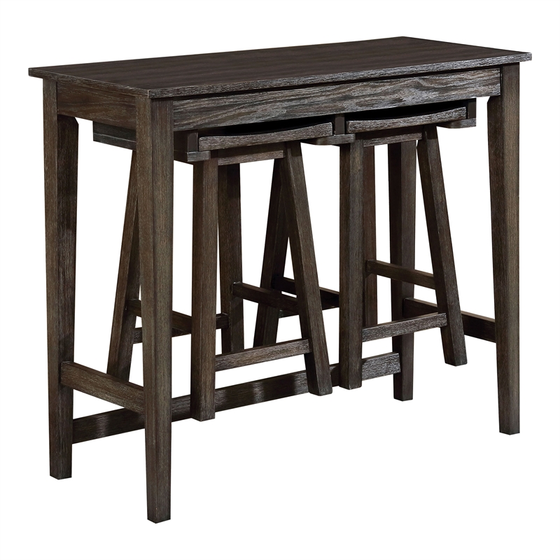Furniture of America Elda Wood 3-Piece Counter Height Table Set in Gray