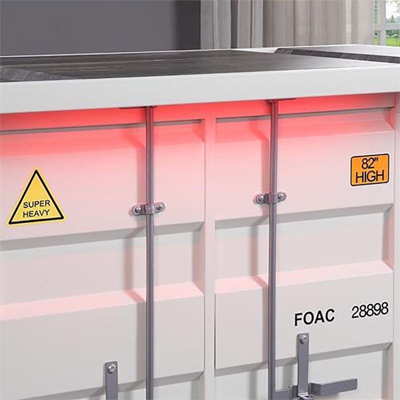 Furniture of America Lionna Contemporary Metal Storage Bar Table in White