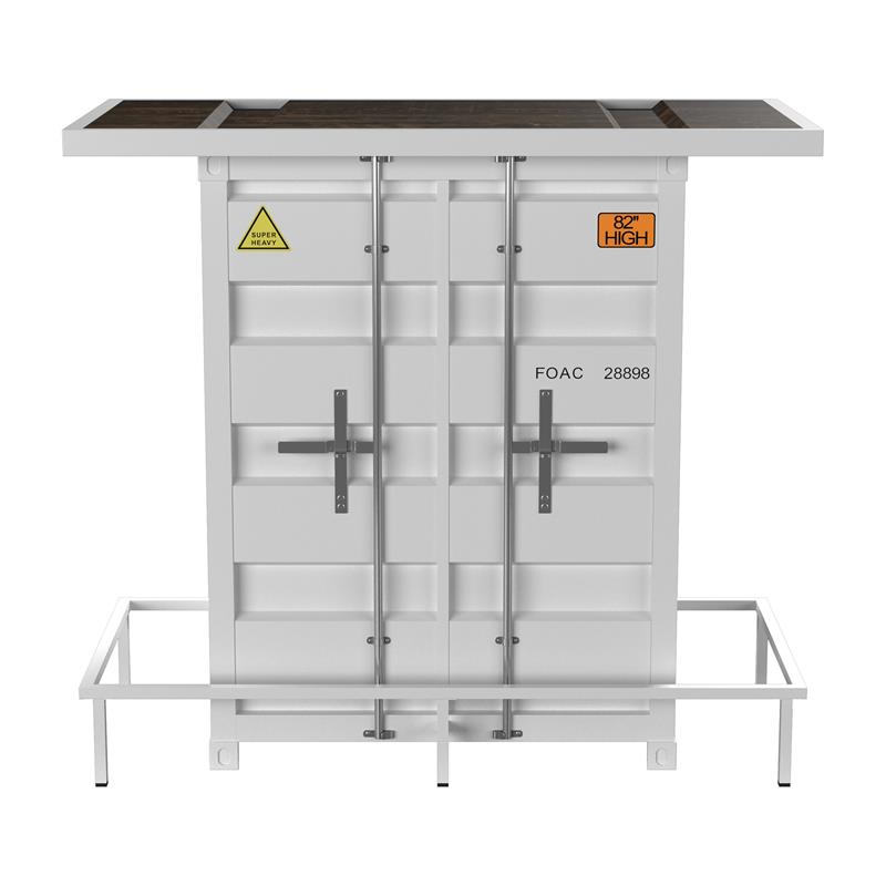 Furniture of America Lionna Contemporary Metal Storage Bar Table in White