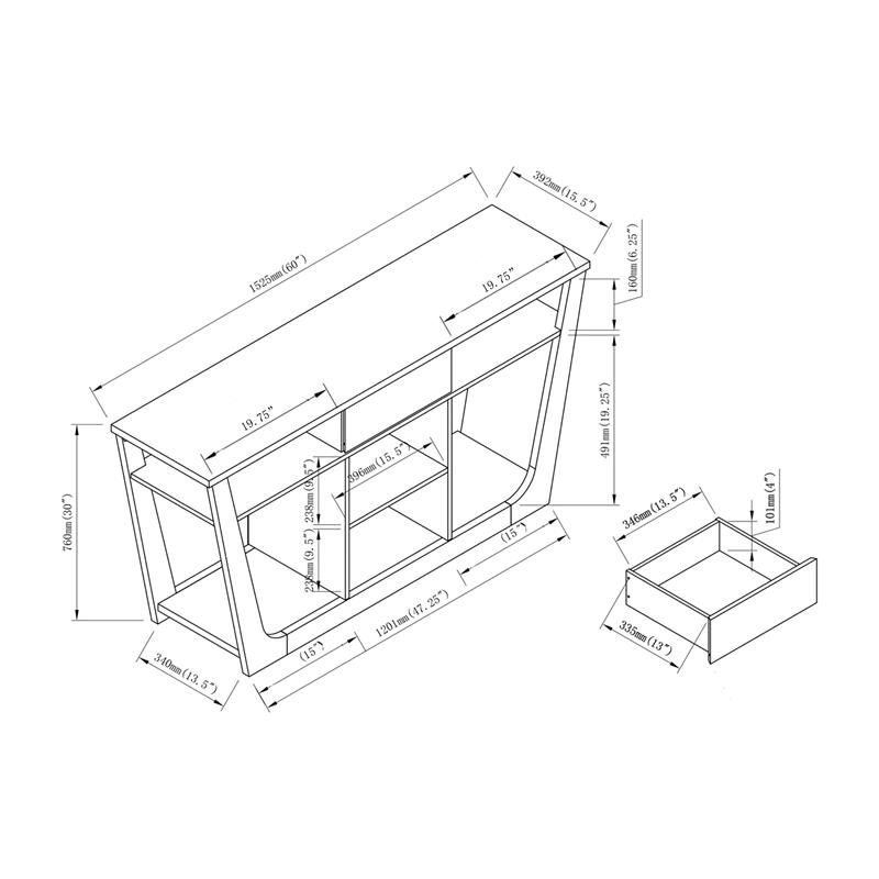 Furniture of America Frankl Modern Wood 60-Inch TV Stand in White Oak