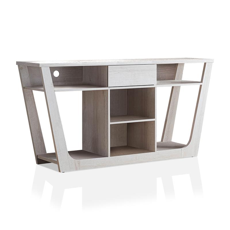 Furniture of America Frankl Modern Wood 60-Inch TV Stand in White Oak