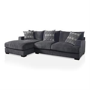 furniture of america turnstein contemporary chenille l-shaped sectional in gray