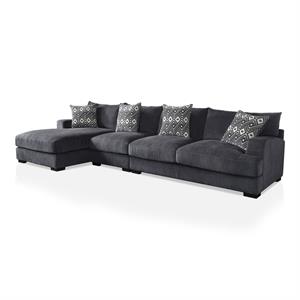 Furniture of America Turnstein Chenille Large L-Shaped Sectional in Gray