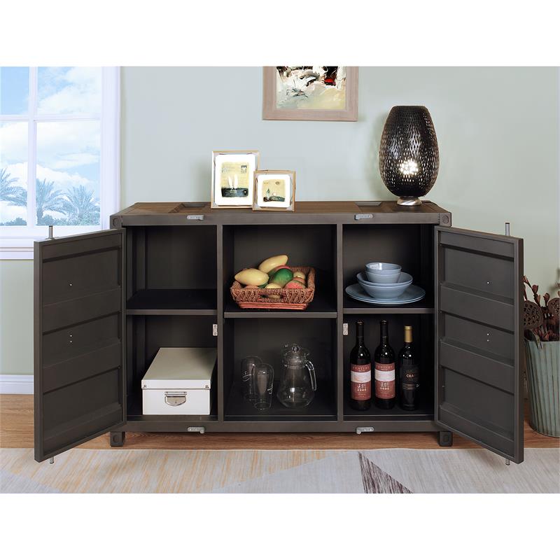 Furniture of America Lionna Metal 6-Shelf Console Table in Silver Gunmetal