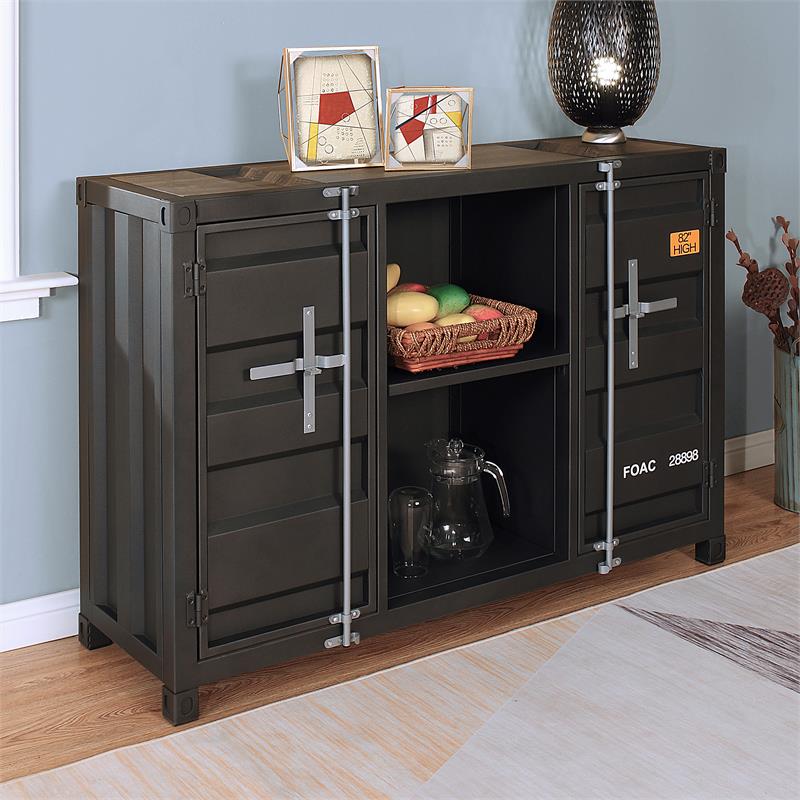 Furniture of America Lionna Metal 6-Shelf Console Table in Silver Gunmetal