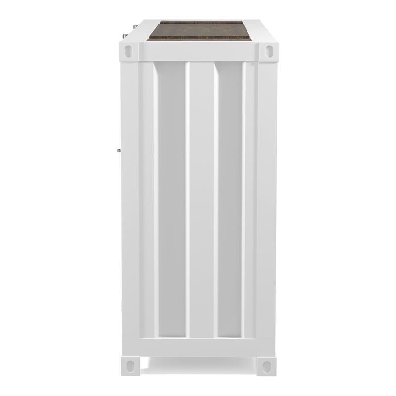 Furniture of America Lionna Metal 6-Shelf Console Table in Sand White