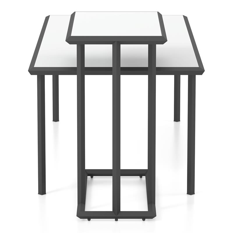 Furniture of America Onnah Contemporary Metal 2-Piece Coffee Table Set in White