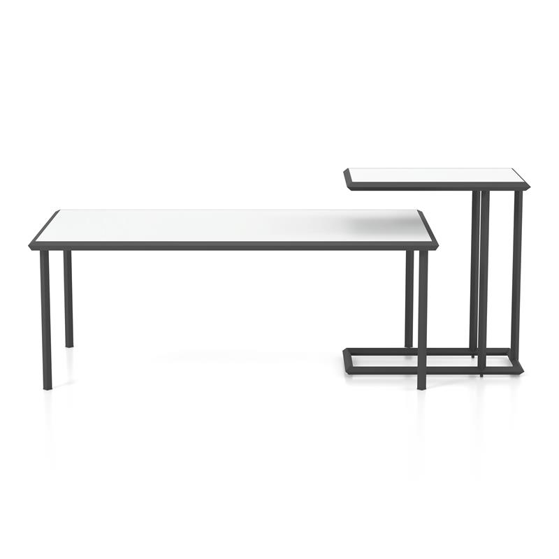 Furniture of America Onnah Contemporary Metal 2-Piece Coffee Table Set in White