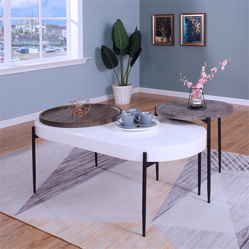 Furniture of America Hylen Metal 2-Piece Coffee Table Set in Gray