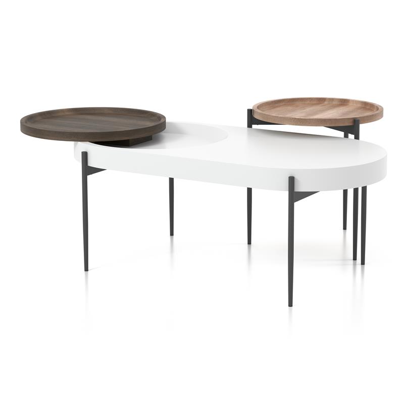 Furniture of America Hylen Metal 2-Piece Coffee Table Set in Natural Tone