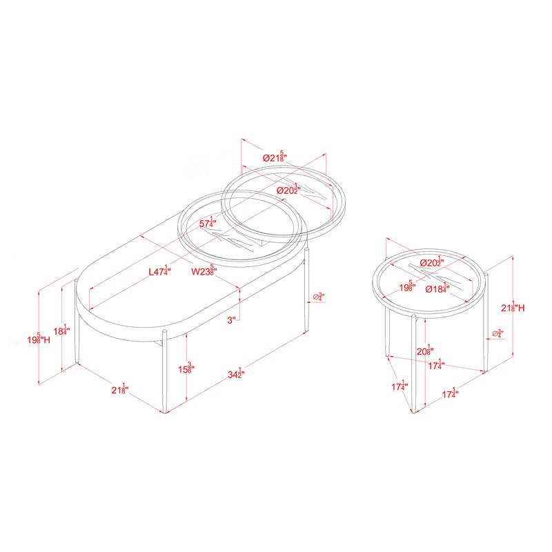 Furniture of America Hylen Metal 2-Piece Coffee Table Set in White