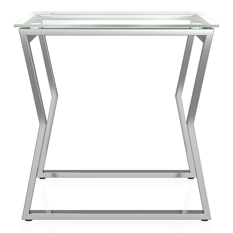Furniture of America Syann Contemporary Glass Top End Table in Chrome
