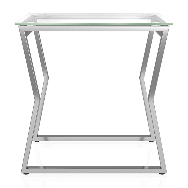 Furniture of America Syann Glass Top 2-Piece Coffee Table Set in Chrome