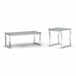 Furniture of America Syann Glass Top 2-Piece Coffee Table Set in Chrome