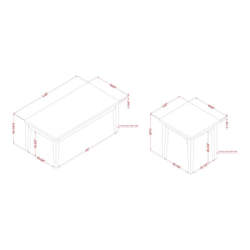 Furniture of America Korlyn Wood 3-Piece Coffee Table Set in Dark Walnut