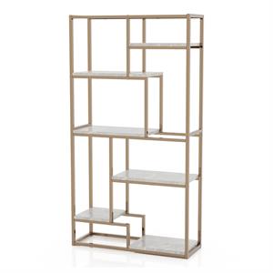 Furniture of America Evvi Contemporary Metal 6-Shelf Bookcase in Gold Champagne