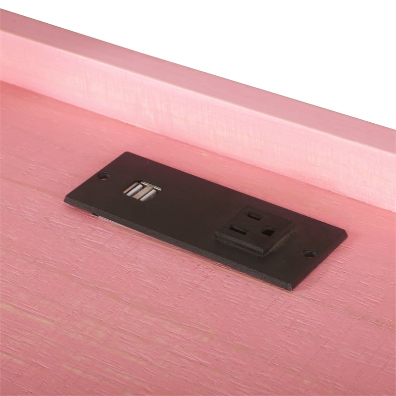 Furniture of America Timor Modern Wood Computer Desk with USB in Pink