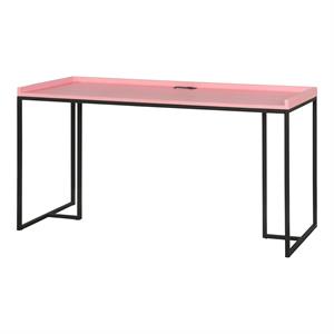 furniture of america timor modern wood computer desk with usb in pink