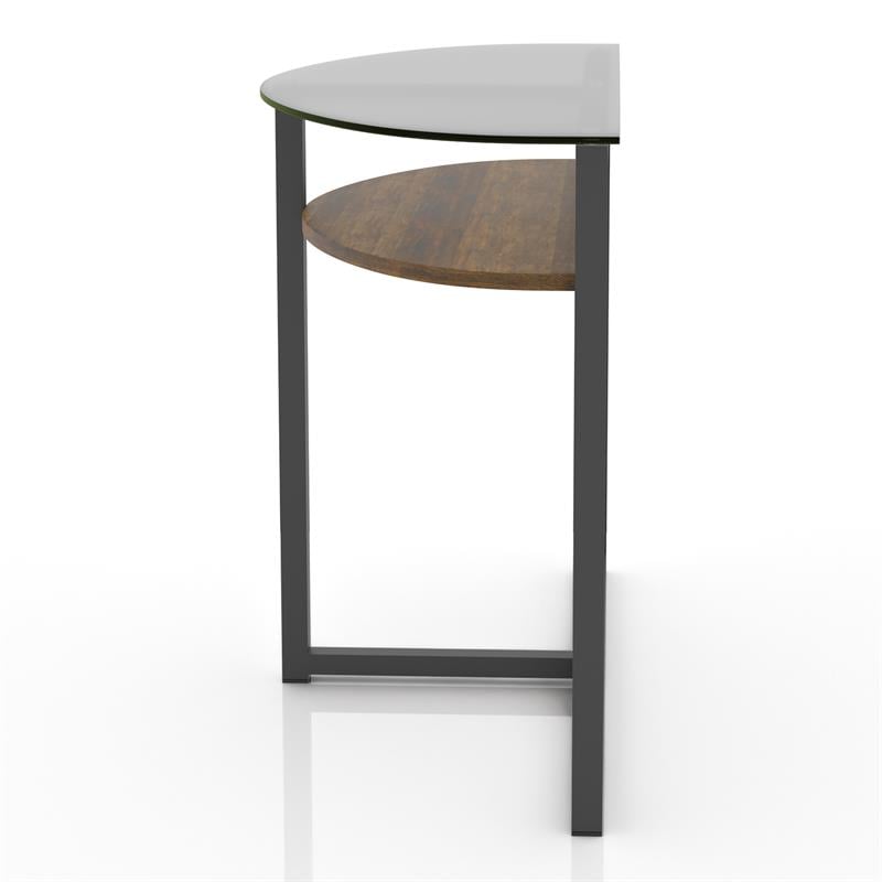 Furniture of America Barker Industrial Glass Top Console Table in Black Chrome