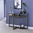 Furniture of America Barker Industrial Glass Top Console Table in Black Chrome