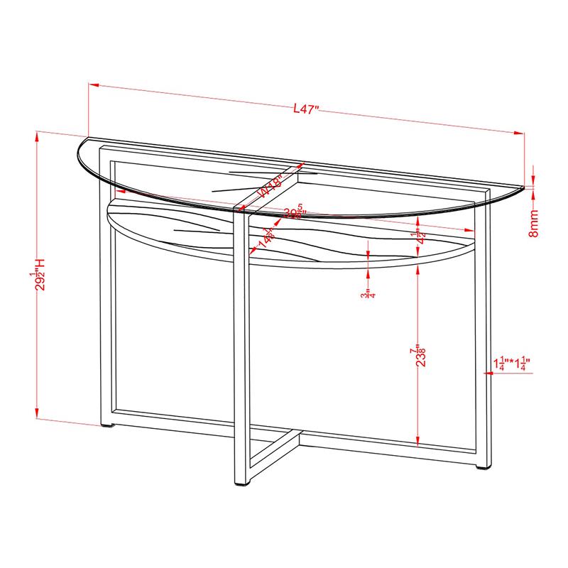 Furniture of America Barker Industrial Glass Top Console Table in Black Chrome
