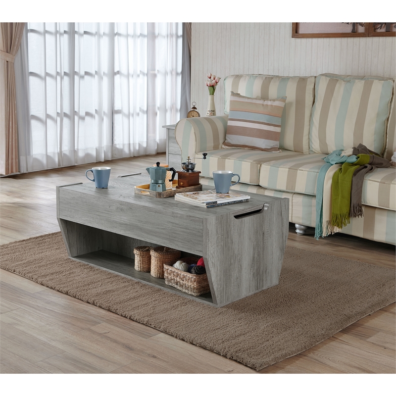 Furniture of America Edwards 3-Piece Wood Coffee Table Set in Vintage Gray