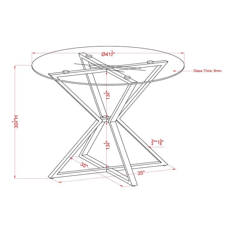 Furniture of America Leonisis Glass Top Round Dining Table in Gold