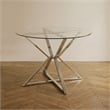 Furniture of America Leonisis Glass Top Round Dining Table in Chrome