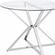 Furniture of America Leonisis Glass Top Round Dining Table in Chrome