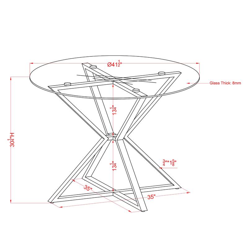 Furniture of America Leonisis Glass Top Round Dining Table in Chrome
