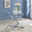 Furniture of America Leonisis Glass Top Round Dining Table in Chrome