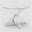 Furniture of America Leonisis Glass Top Round Dining Table in Chrome