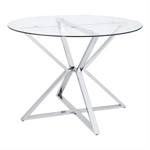 furniture of america leonisis glass top round dining table