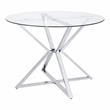 Furniture of America Leonisis Glass Top Round Dining Table in Chrome