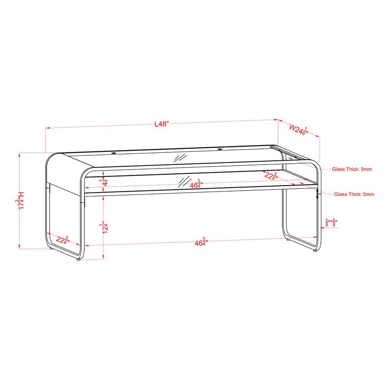 Furniture of America Mexller Contemporary Glass Top Coffee Table in Gold