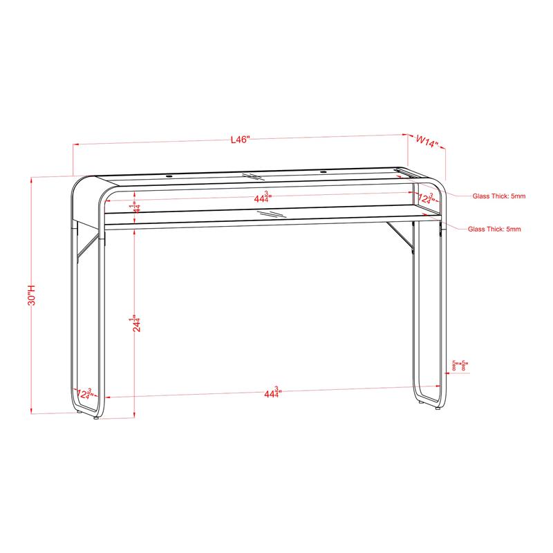 Furniture of America Mexller Contemporary Glass Top Console Table in Gold
