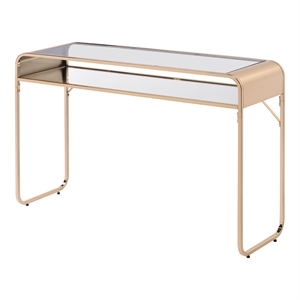 Furniture of America Mexller Contemporary Glass Top Console Table in Gold