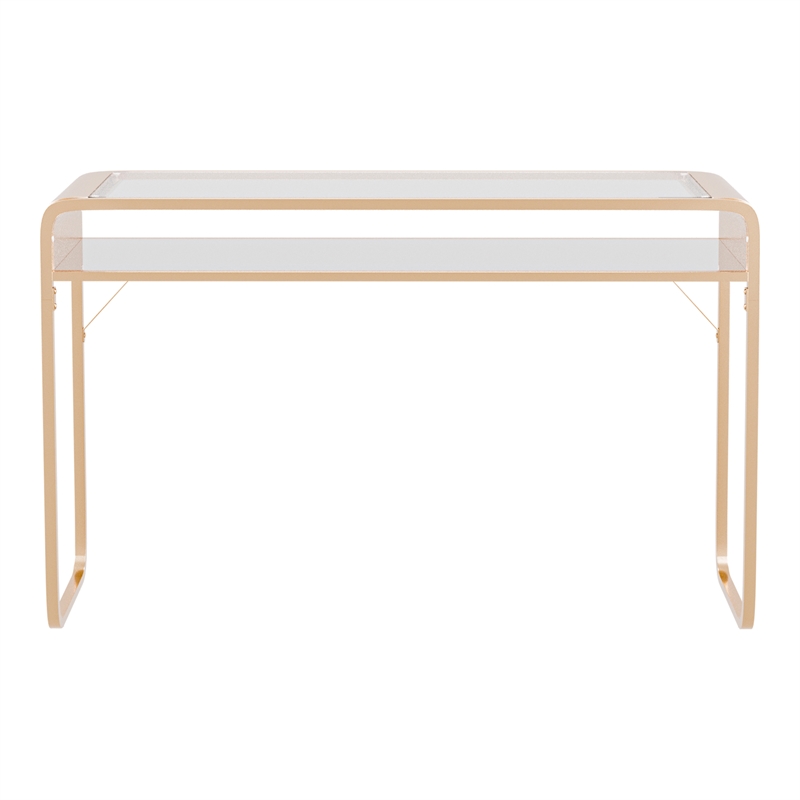 Furniture of America Mexller Contemporary Glass Top Console Table in Gold